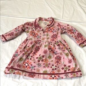 Hanna Andersson Girl's Size 18/24 M Dress Cotton Corduroy Pink Floral Skater